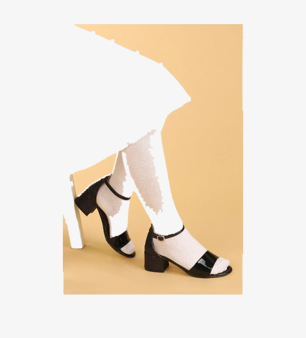 Sheila Günlük Kız Çocuk 3 Cm Topuklu Sandalet Abiye Ayakkabı Siyah - Görsel 1