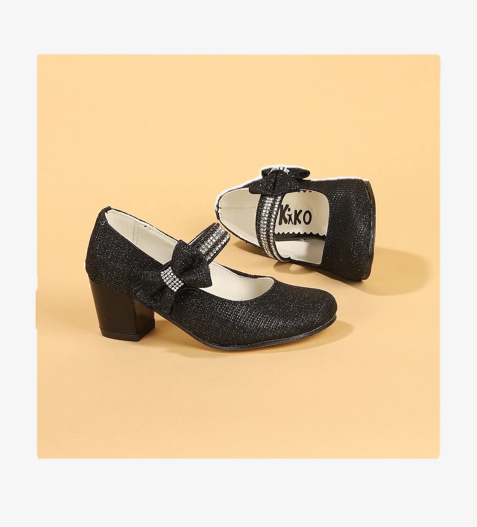 Cameli Günlük Kız Çocuk 4 Cm Topuklu Abiye Ayakkabı Siyah