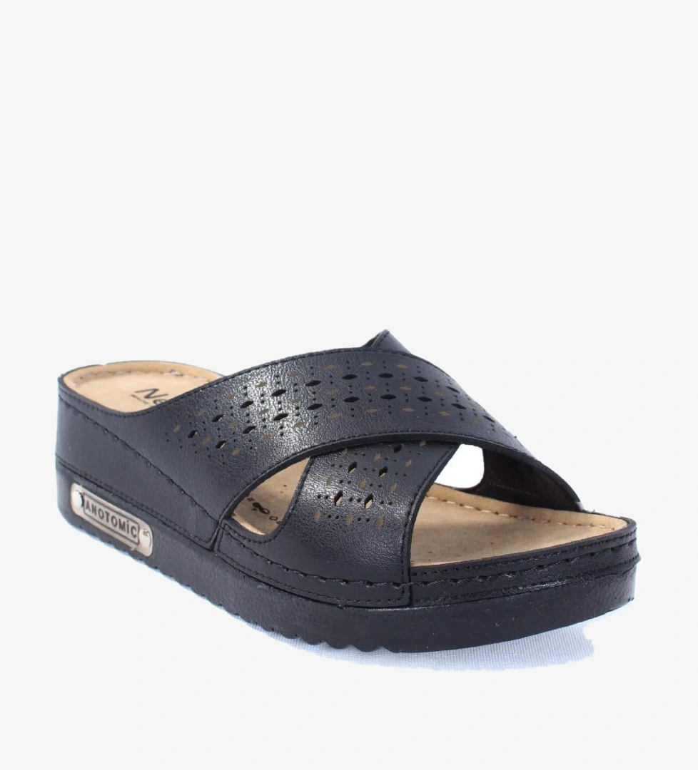 DZA37-3025 Siyah Günlük Ortopedik Kadın Terlik