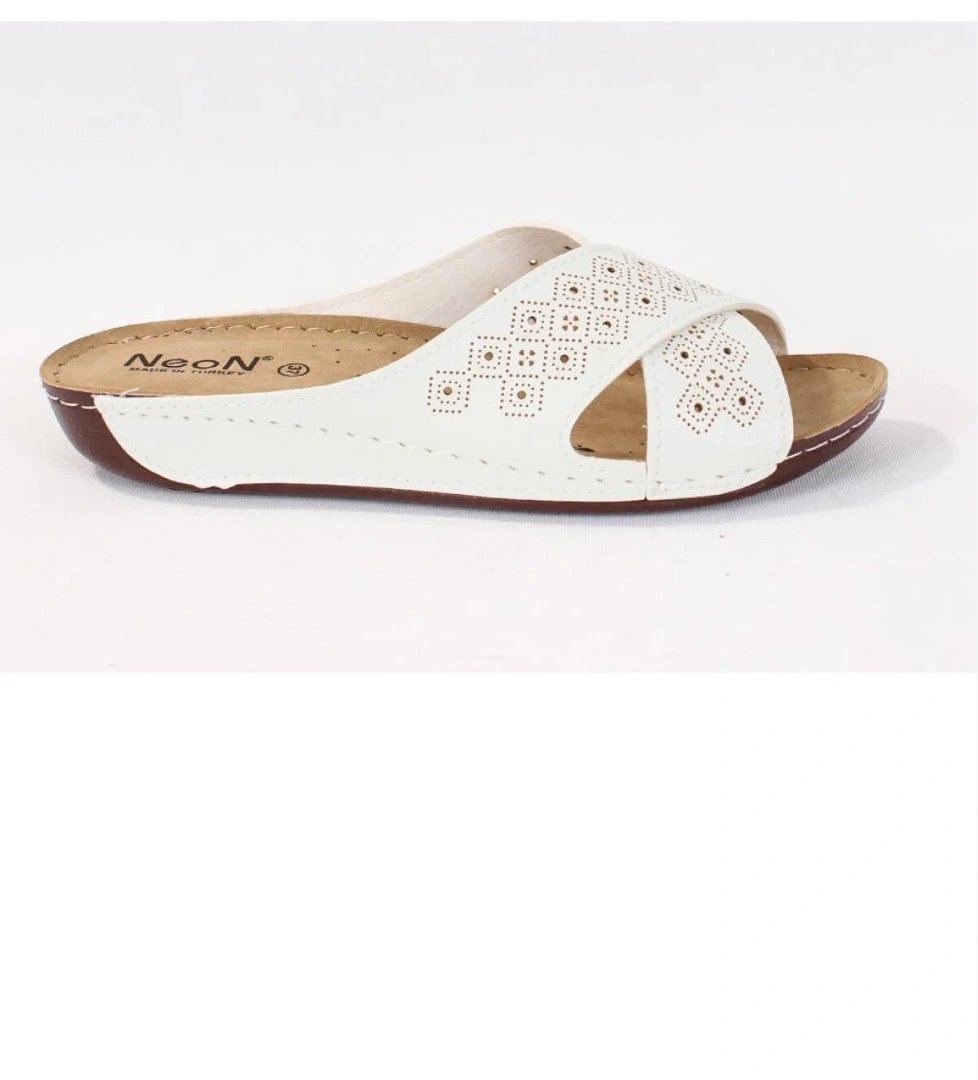 DZA37-513 Beyaz Günlük Ortopedik Kadın Terlik - Görsel 1