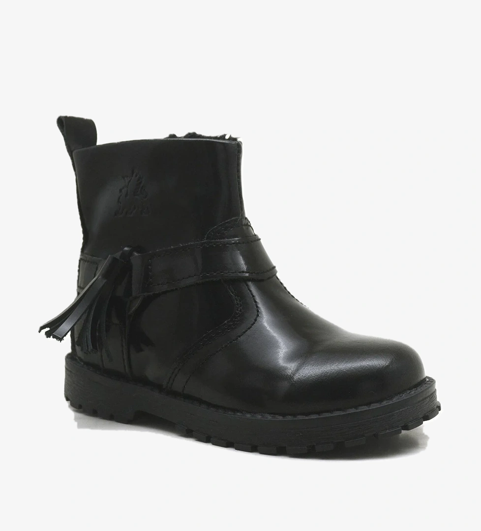 Rakerplus Chiron Hakiki Deri Siyah Rugan Püsküllü Kız Bebek Bot model görseli