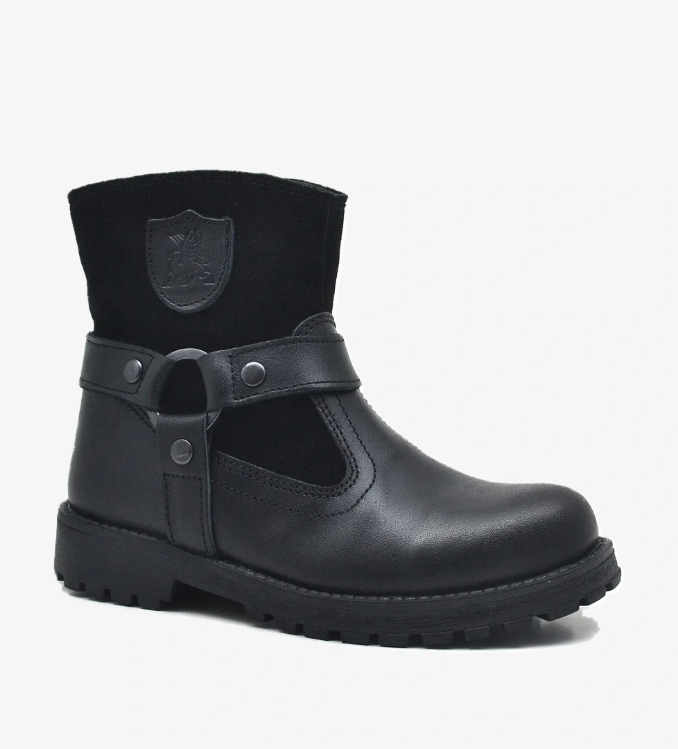 Rakerplus Garuda Hakiki Deri Siyah Fermuarlı Çocuk Bot model görseli