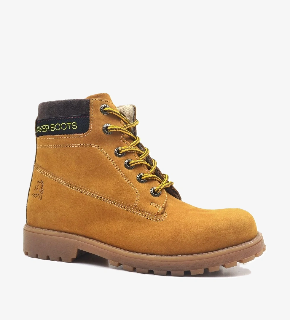 Rakerplus Neson Hakiki Deri Rahat Sarı Fermuarlı Unisex Çocuk Bot model görseli