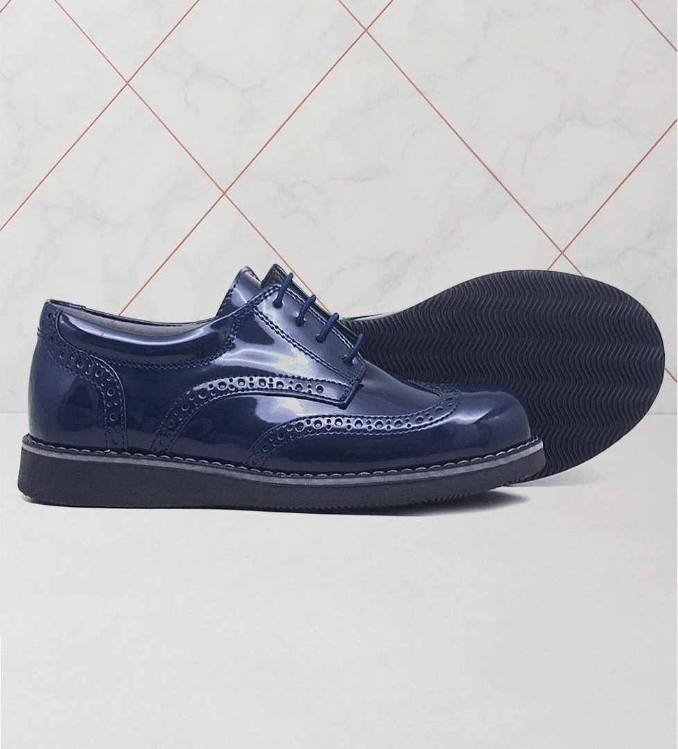 Rakerplus Lacivert Rugan Bağcıklı Klasik Erkek Çocuk Ayakkabı model görseli