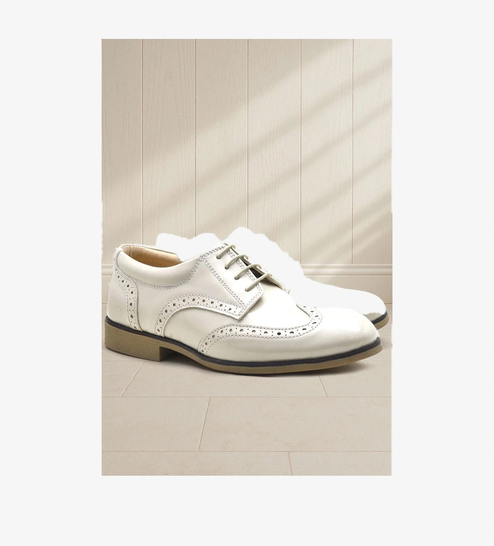 Bej Rugan Bağcıklı Klasik Erkek Çocuk Ayakkabı - Görsel 1