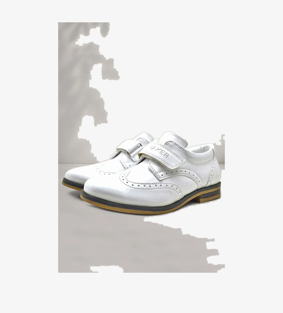 Rakerplus Beyaz Rugan Cırtlı Klasik Erkek Çocuk Ayakkabı model görseli