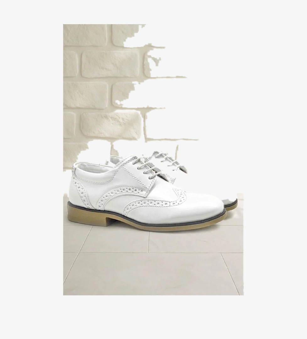 Rakerplus Titan Beyaz Rugan Bağcıklı Klasik Erkek Çocuk Klasik Ayakkabı model görseli