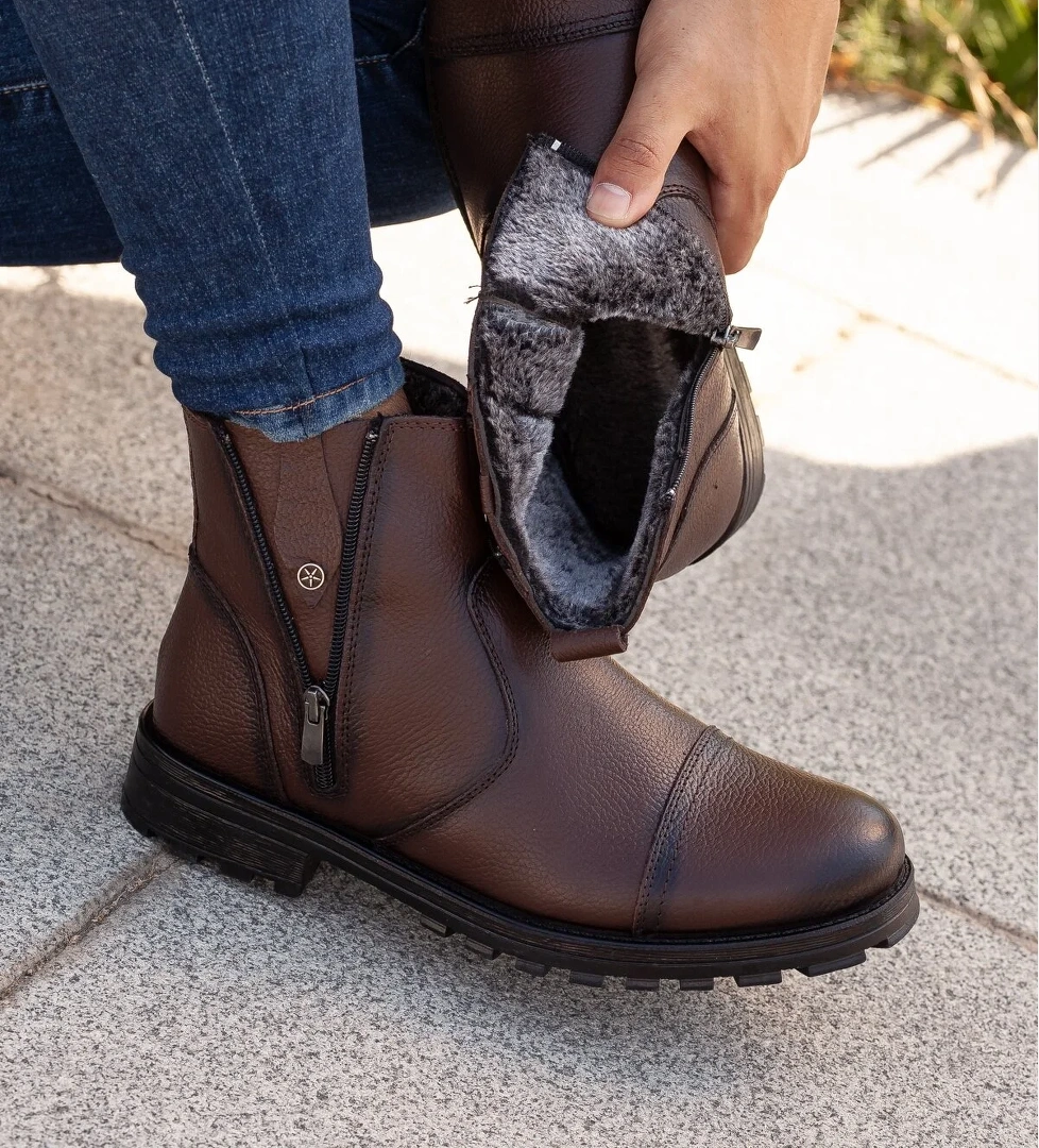 Daxtors Daxtors D0400 %100 Hakiki Deri Erkek Taban Dahil Komple Kürklü Bot_Kahverengi | Flo Kahverengi - 1. görsel