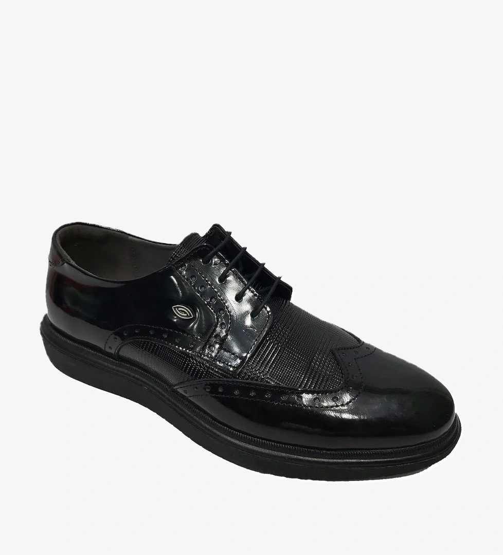 052 Baskılı Hakiki Rugan Deri Erkek Ayakkabı - Görsel 1