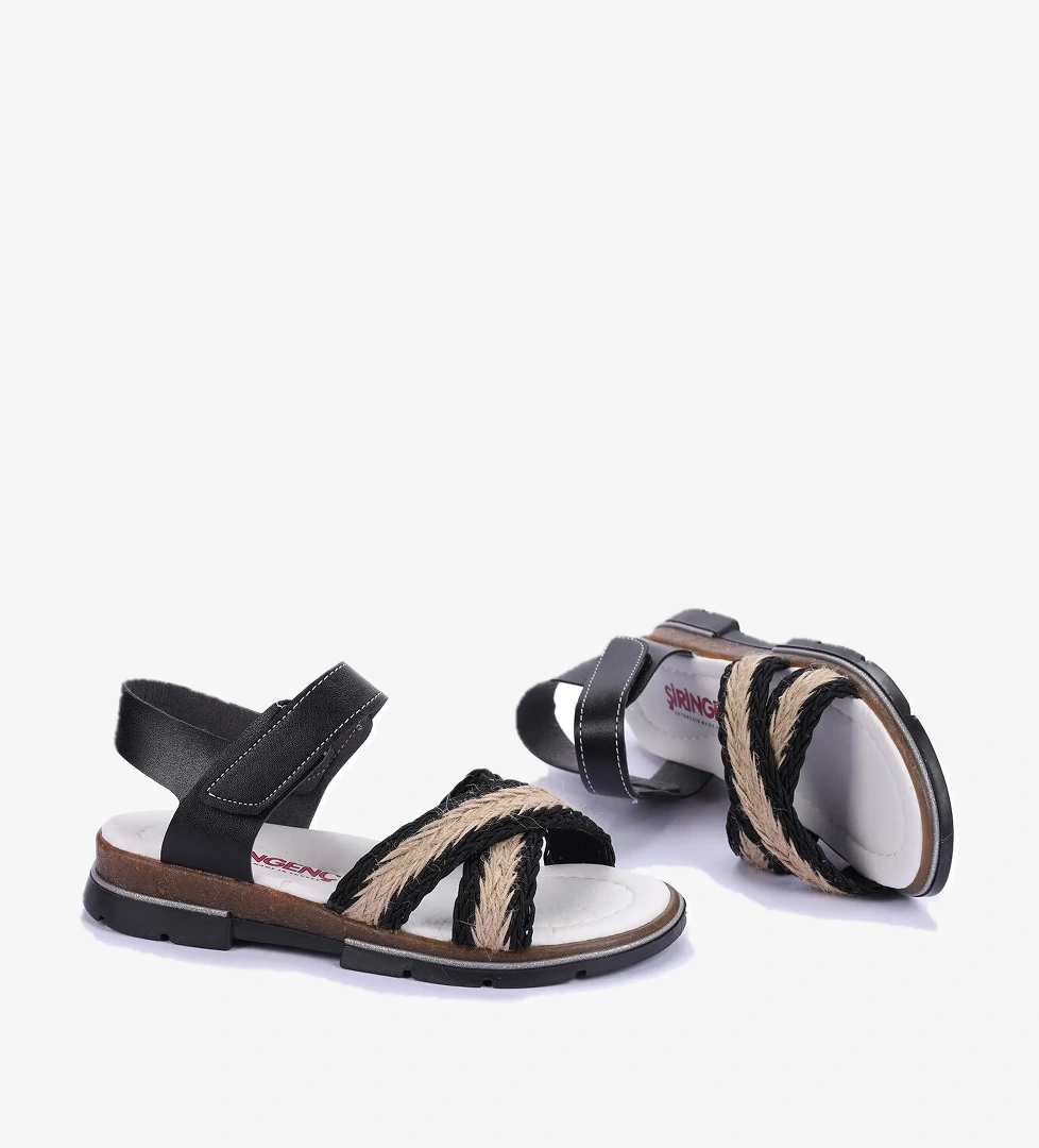 Ortopedik Kız Çocuk Sandalet Şb 2843-47 Siyah