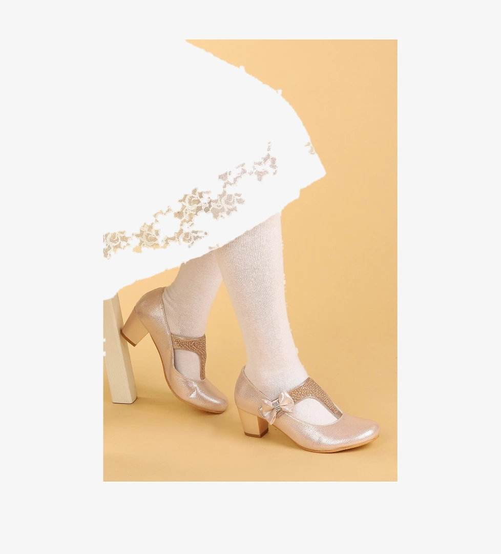 Cherish Günlük Kız Çocuk 4 Cm Topuklu Abiye Ayakkabı Pudra