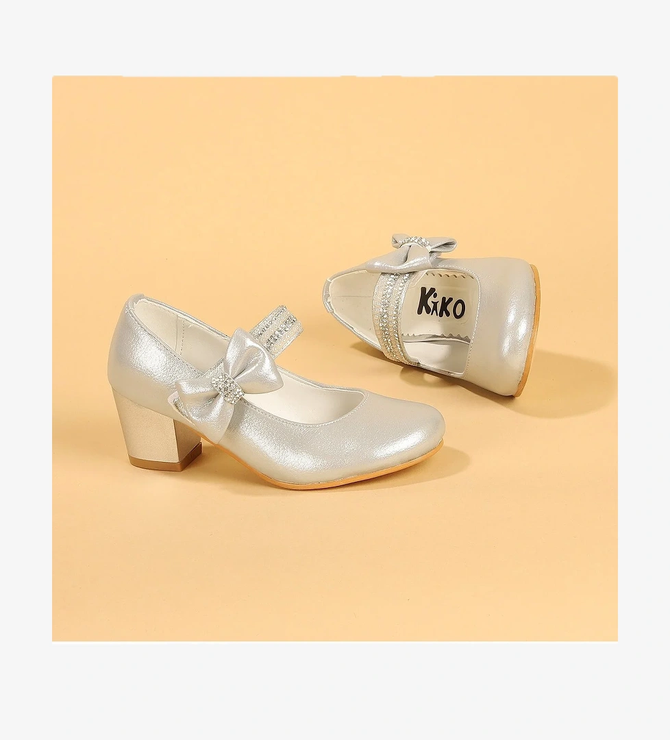 Cameli Günlük Kız Çocuk 4 Cm Topuklu Abiye Ayakkabı Gümüş