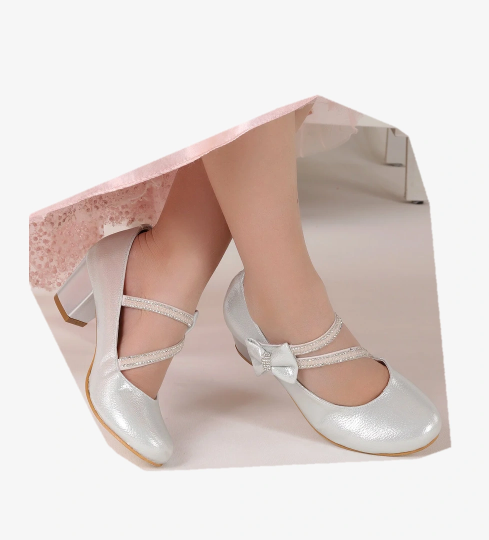 Aisha Günlük Kız Çocuk 4 Cm Topuklu Abiye Ayakkabı Gümüş