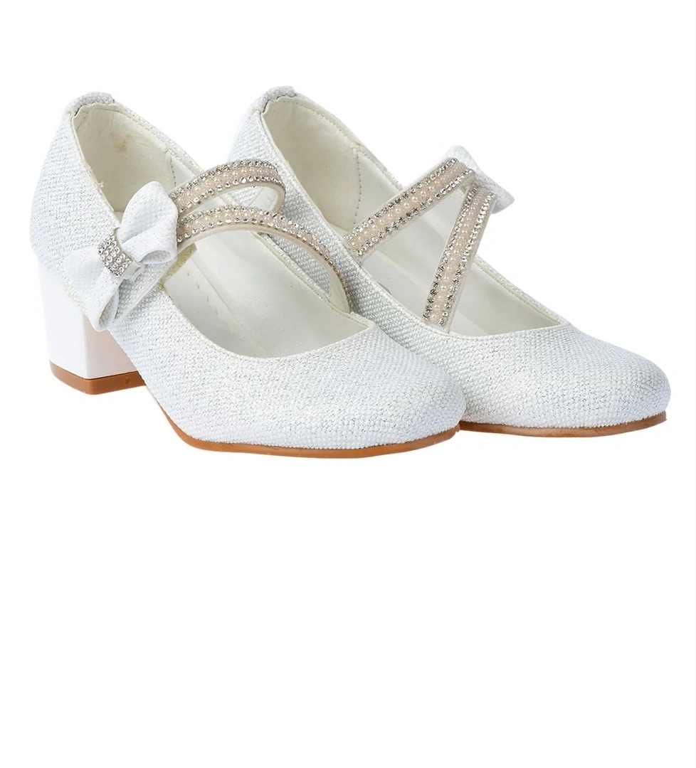 Aisha Günlük Kız Çocuk 4 Cm Topuklu Abiye Ayakkabı Beyaz - Görsel 1