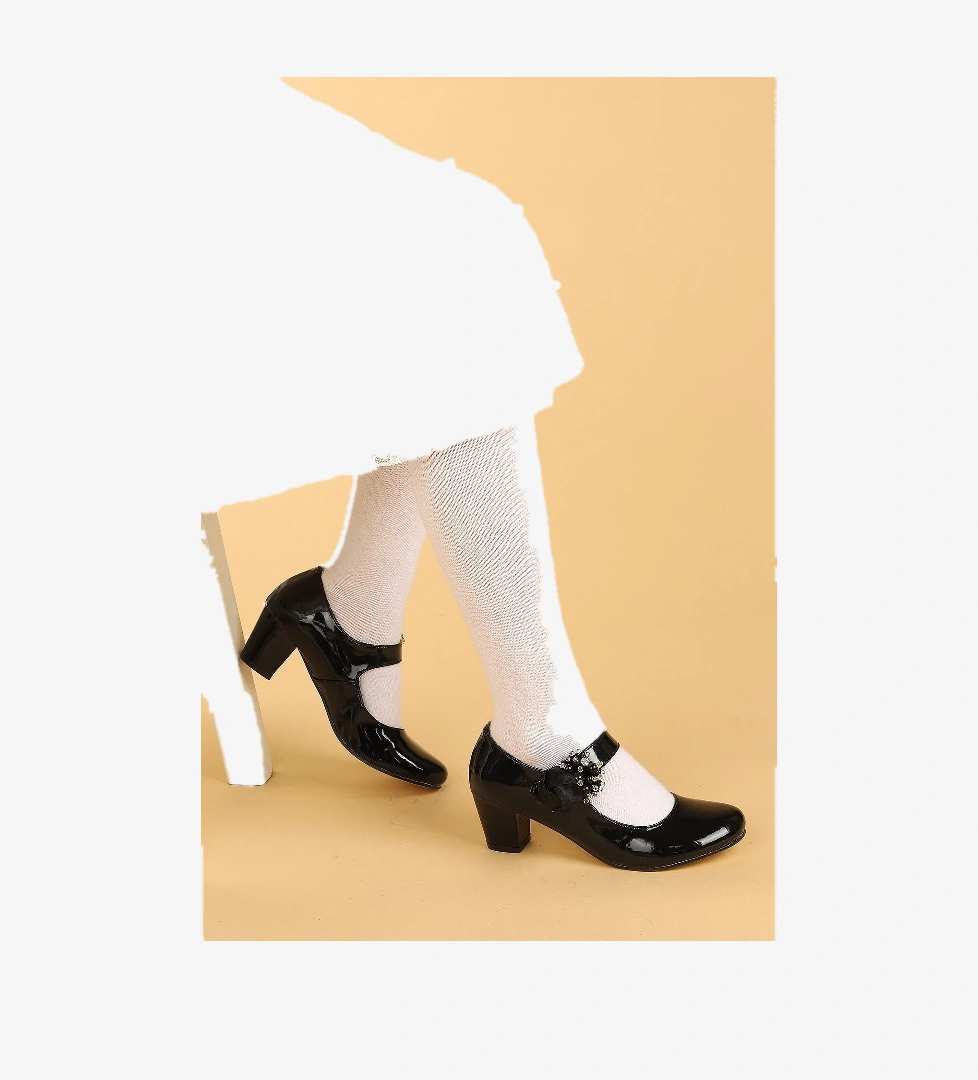 Angelina Günlük Kız Çocuk 4 Cm Topuklu Abiye Ayakkabı Siyah