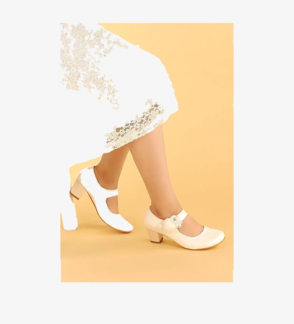 Angelina Günlük Kız Çocuk 4 Cm Topuklu Abiye Ayakkabı Sedef - Görsel 1