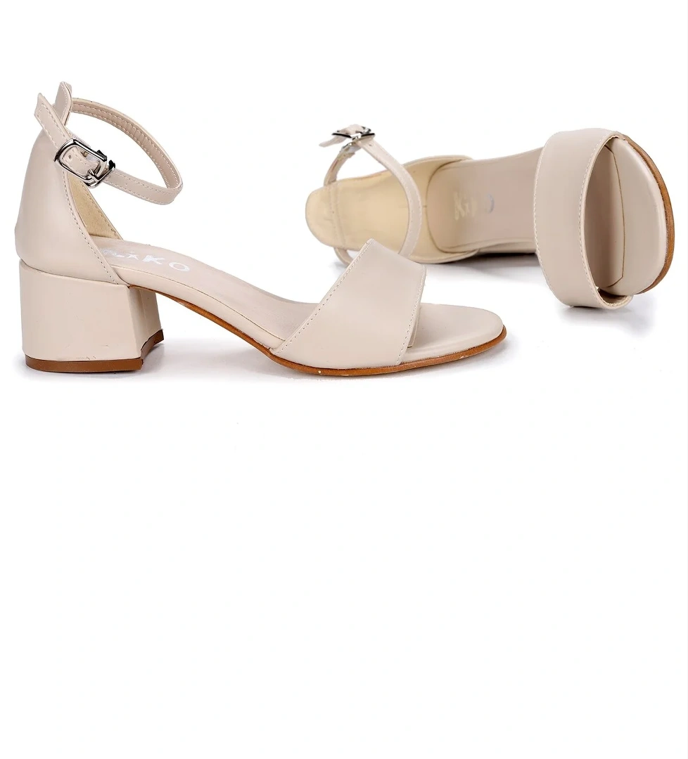 Sheila Günlük Kız Çocuk 4 Cm Topuklu Sandalet Abiye Ayakkabı Ten - Görsel 1