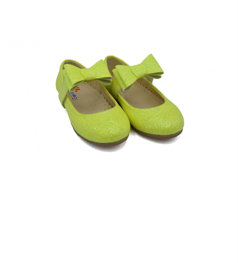 Kız Çocuk Kurdeleli Simli Renkli Babet