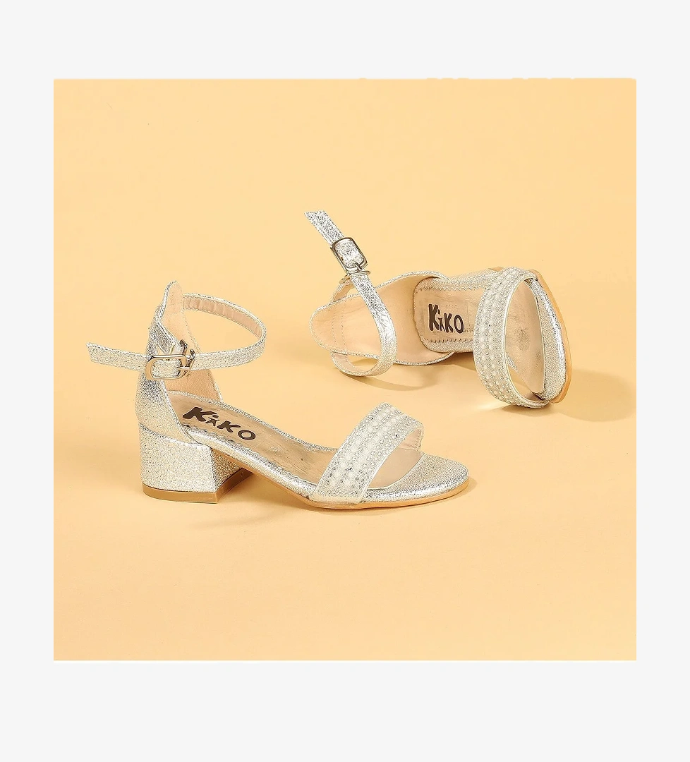 Heidi Günlük Kız Çocuk 3 Cm Topuklu Sandalet Abiye Ayakkabı Gümüş