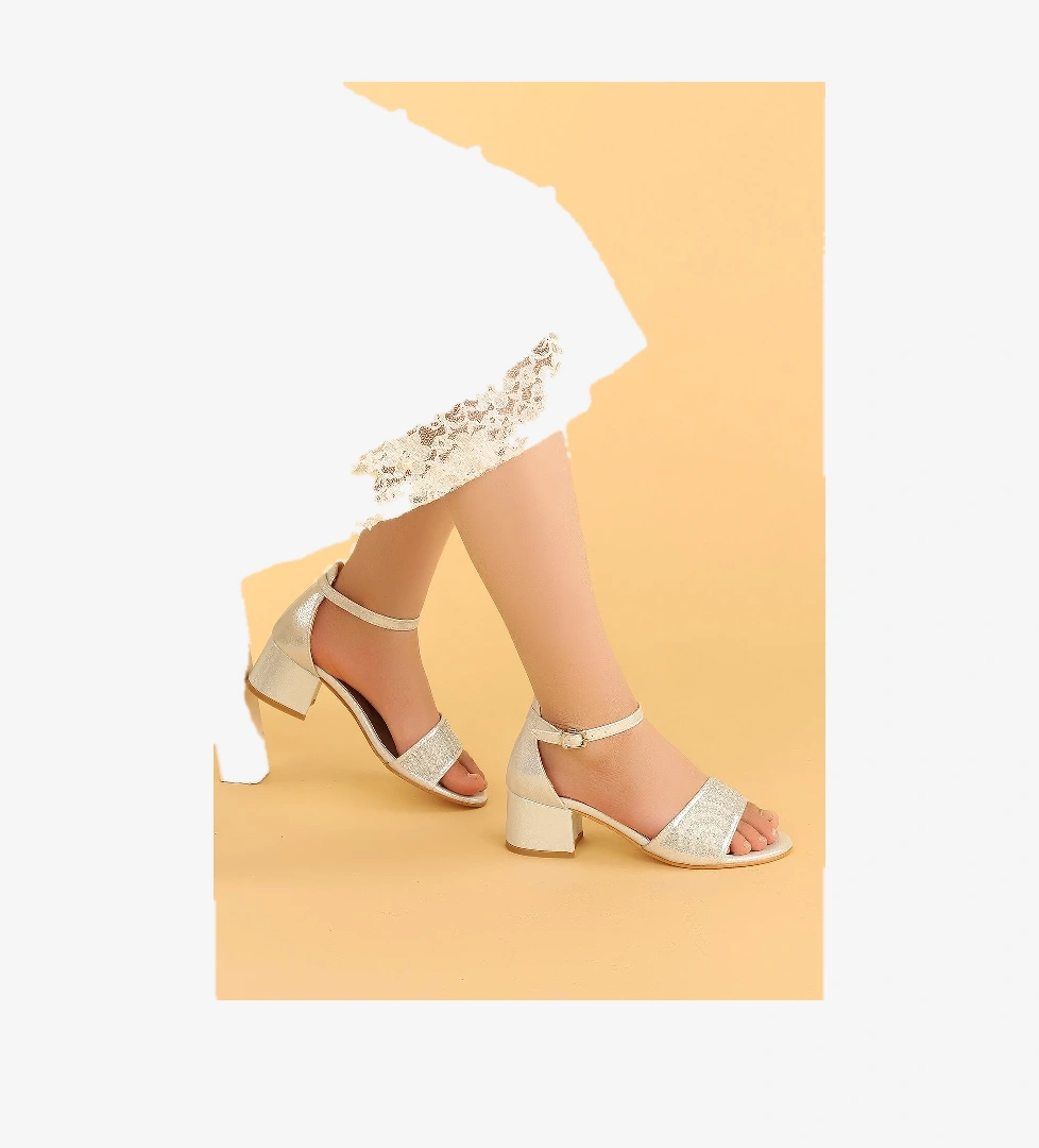 Heidi Günlük Kız Çocuk 3 Cm Topuklu Sandalet Abiye Ayakkabı Gümüş