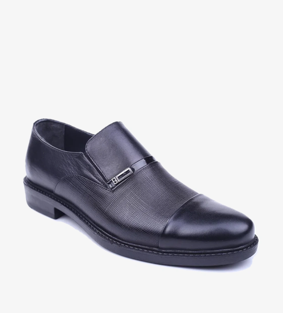 Red Walker 1697 Erkek Hakiki Deri Siyah Bağcıksız Klasik Ayakkabı model görseli