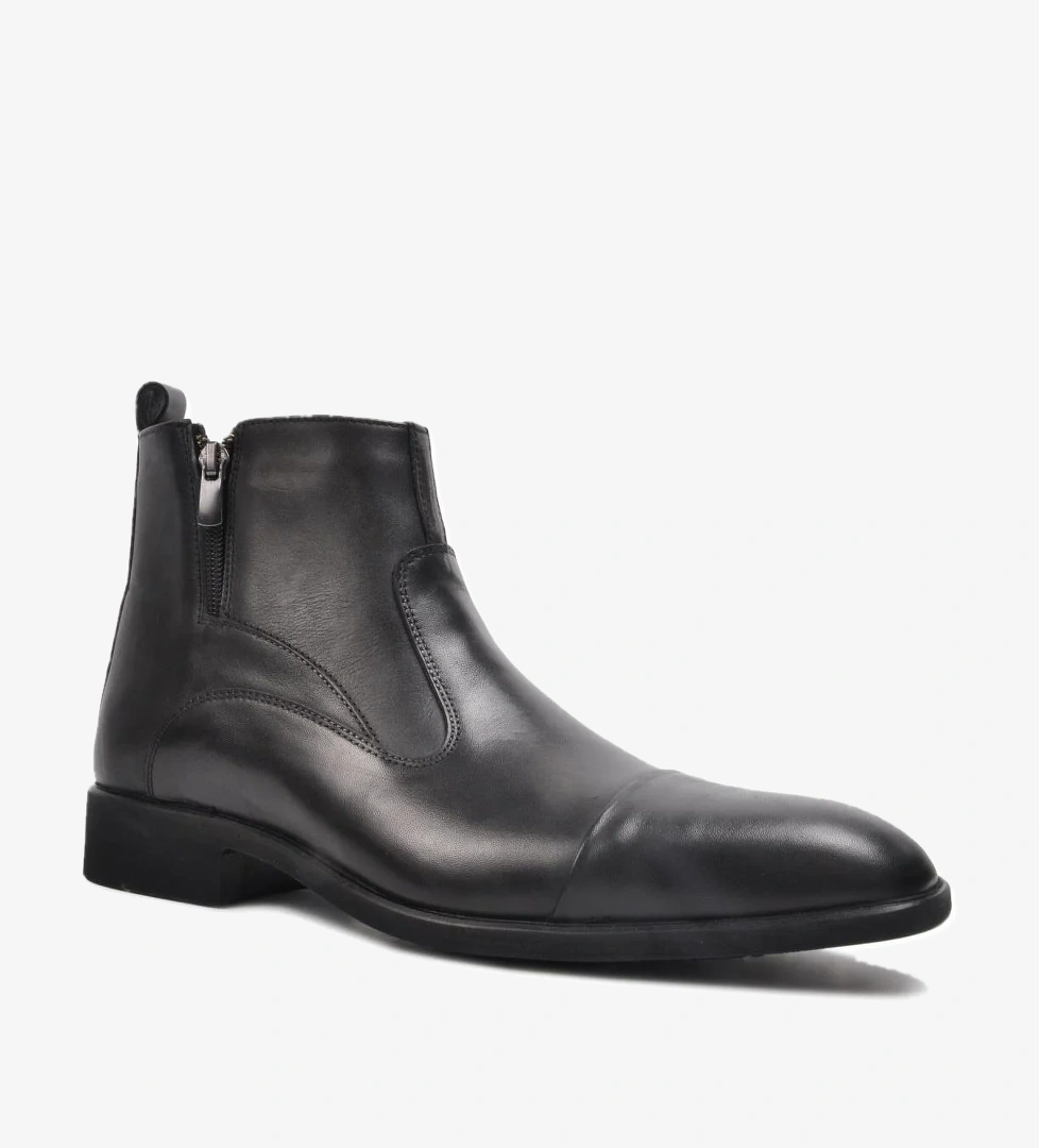 Ayakmod 2173 Siyah Hakiki Deri Fermuarlı Erkek Bot model görseli