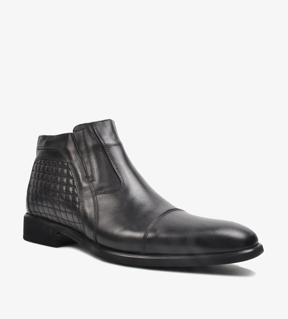 2356 Siyah Erkek Hakiki Deri Fermuarlı Bot