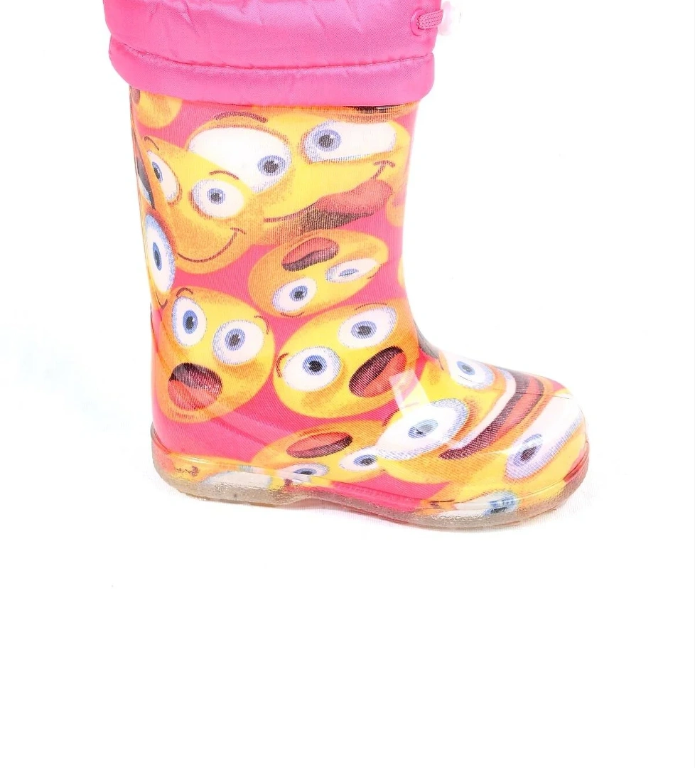 21-14 Srb Pembe Emoji Kürklü Kız Çocuk Çizme - Görsel 1