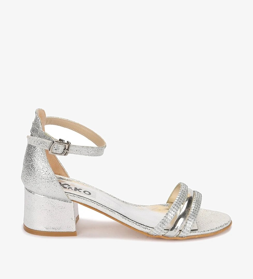 Helena Günlük Kız Çocuk 3 Cm Topuklu Sandalet Abiye Ayakkabı Gümüş
