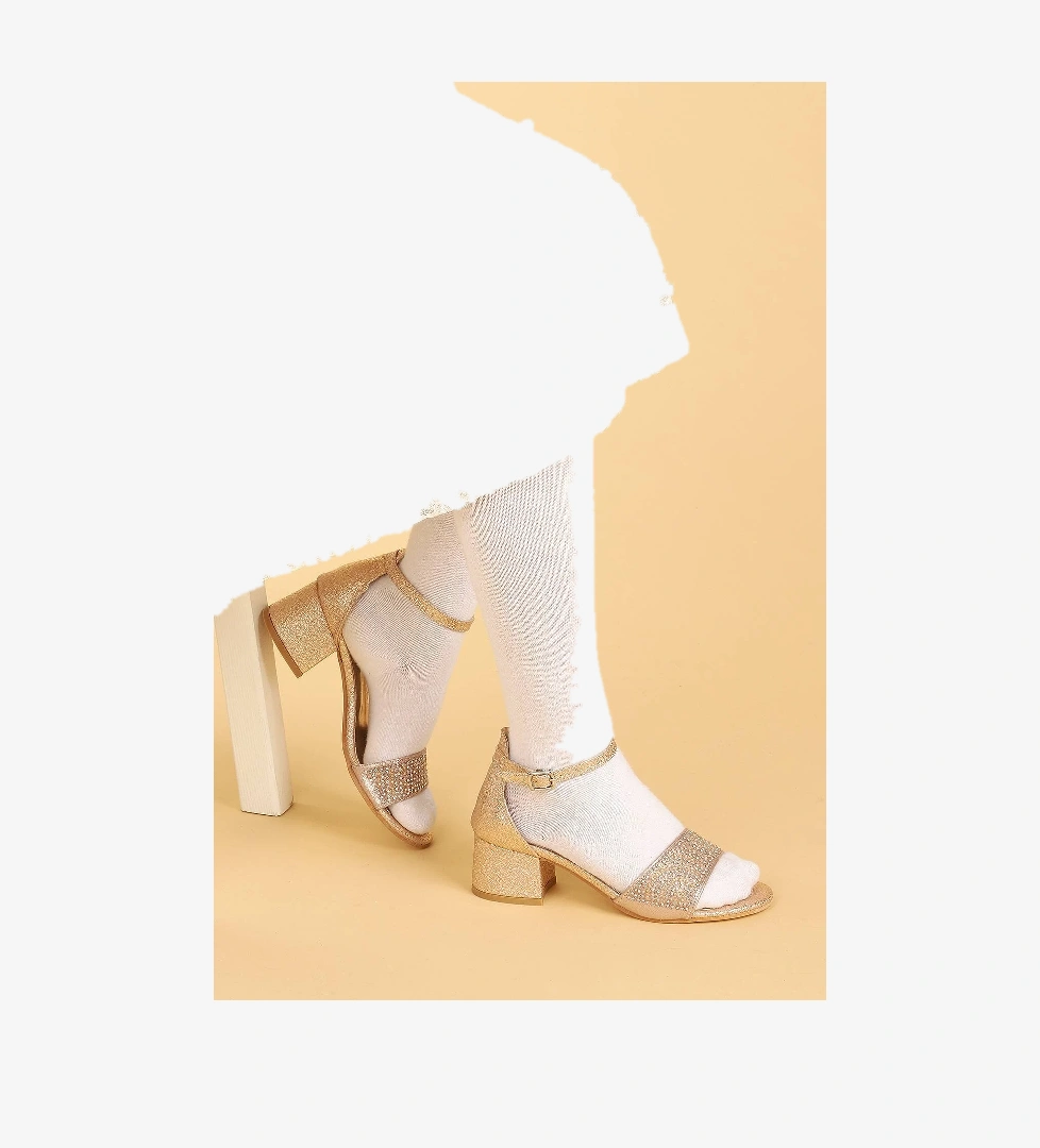 Heidi Günlük Kız Çocuk 3 Cm Topuklu Sandalet Abiye Ayakkabı Bakır - Görsel 1