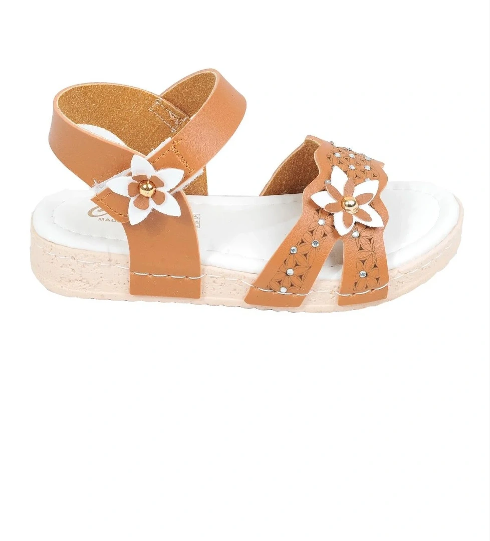 Poliva 4085 Taba Cırtlı Kız Çocuk Düz Sandalet model görseli