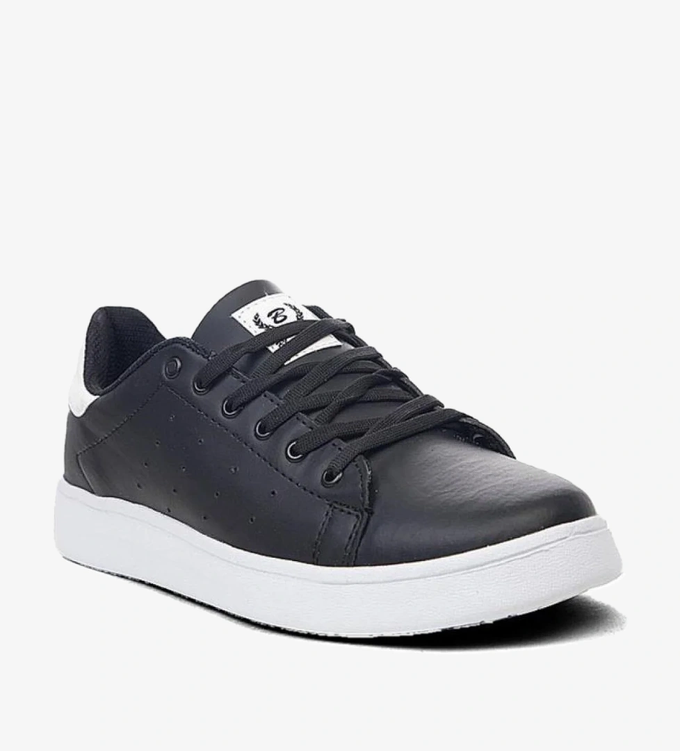 504-21 Deri Fashion Kadın Spor Ayakkabı Siyah Beyaz - Görsel 1