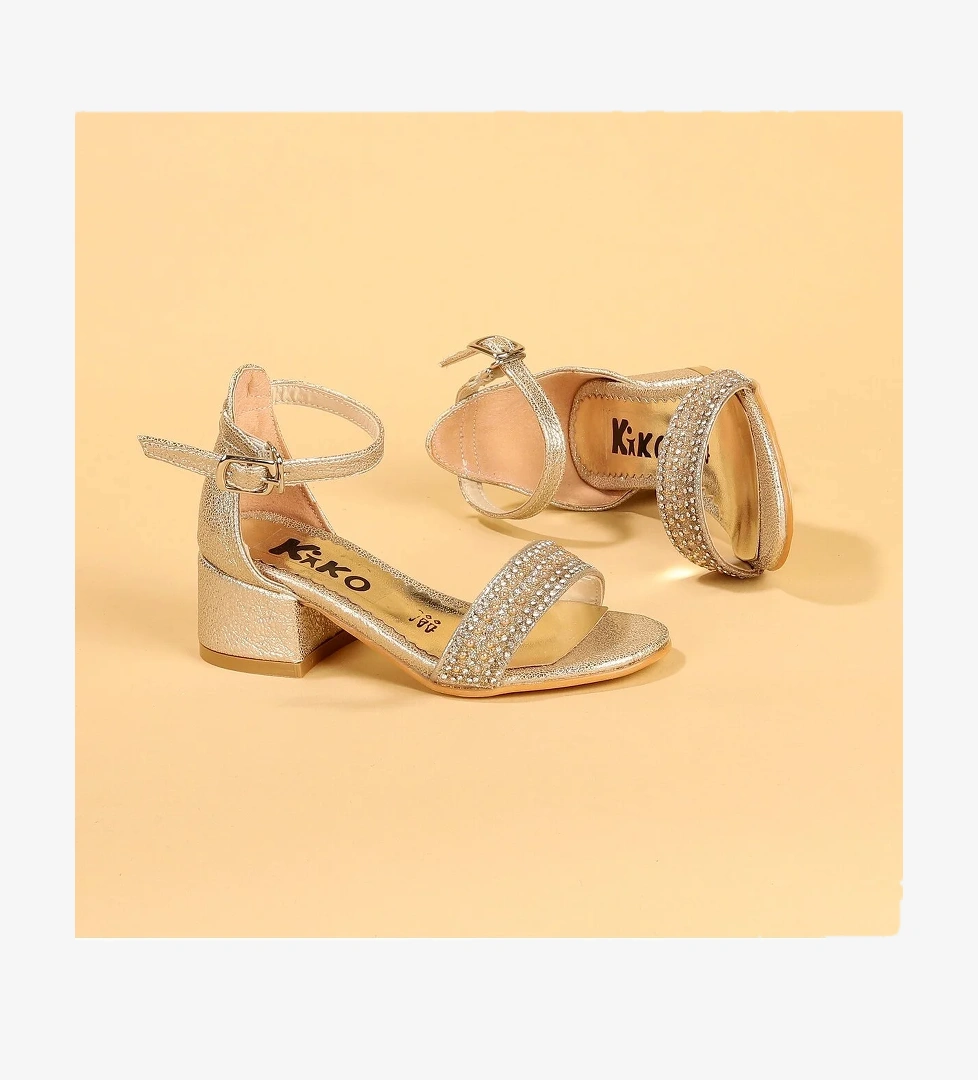 Elinor Günlük Kız Çocuk 3 Cm Topuklu Sandalet Abiye Ayakkabı Altın