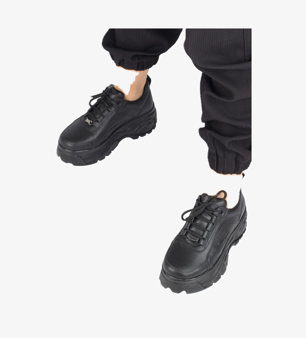 Modabuymuş Siyah Kalın Tabanlı Sneaker Günlük Spor Ayakkabı - Porto model görseli