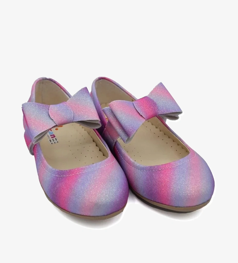 Odesa Ayakkabi Market Kız Çocuk Kurdeleli Simli Renkli Babet model görseli