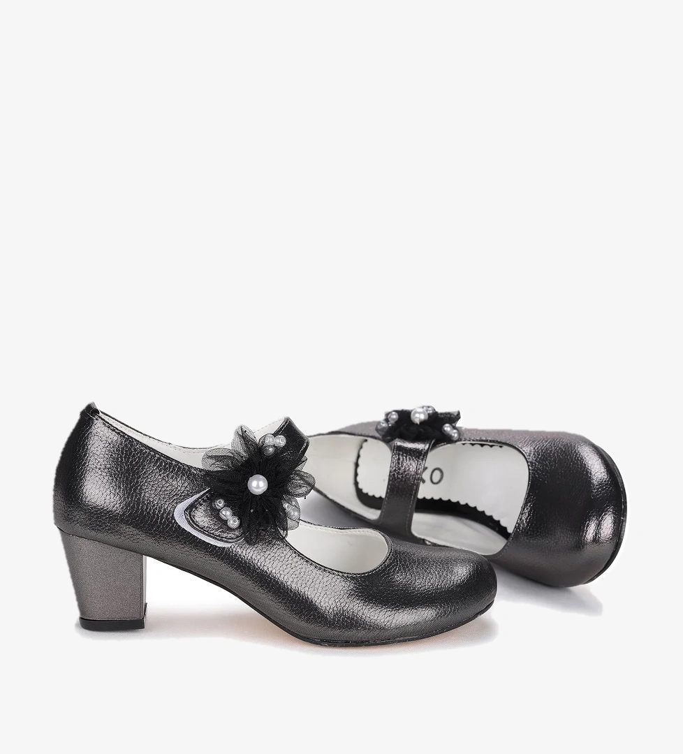 Angelina Günlük Kız Çocuk 4 Cm Topuklu Abiye Ayakkabı Platin - Görsel 1