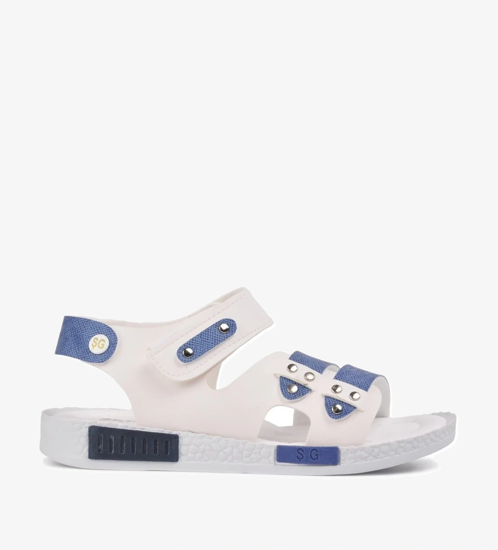 210107 Beyaz-Kot Mavi Comfort Erkek Çocuk Sandalet - Görsel 1