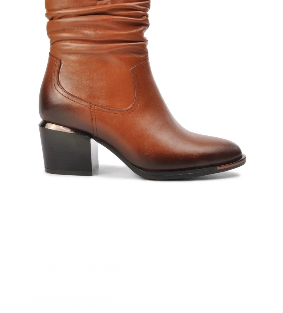 1928157 Taba Fermuarlı Hakiki Deri Kadın Bot - Görsel 1