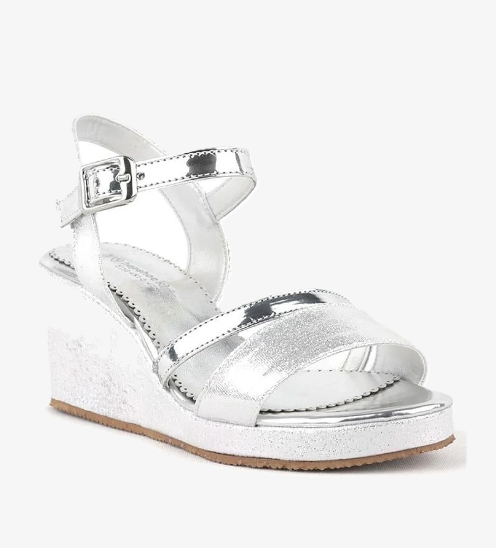 Aurora Gümüş Kız Çocuk Dolgu Topuklu Ayakkabı - Görsel 1