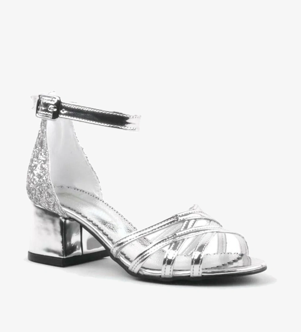 Hapshoe Kids Belle Gümüş Kalın Topuklu Kız Çocuk Abiye Ayakkabı model görseli