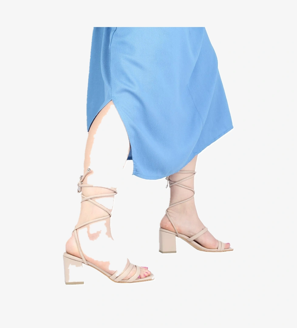 Ten Rengi Günlük Topuklu Sandalet Ayakkabı - FASCINATION