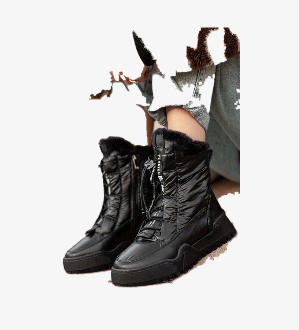 Khayt Iceland Su Geçirmez Kürklü Fermuarlı Kauçuk Kaymaz Taban Kadın Kar Botu model görseli