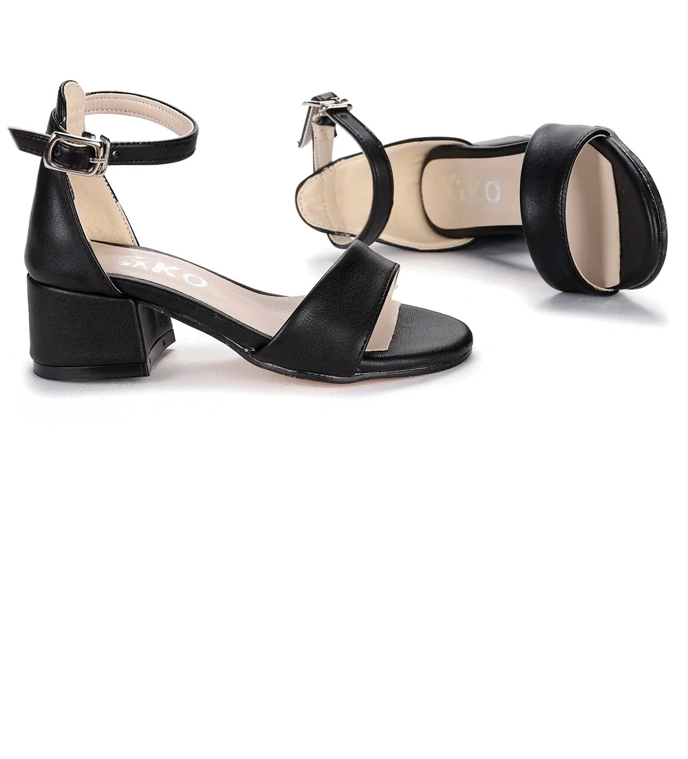 Sheila Günlük Kız Çocuk 4 Cm Topuklu Sandalet Abiye Ayakkabı Siyah