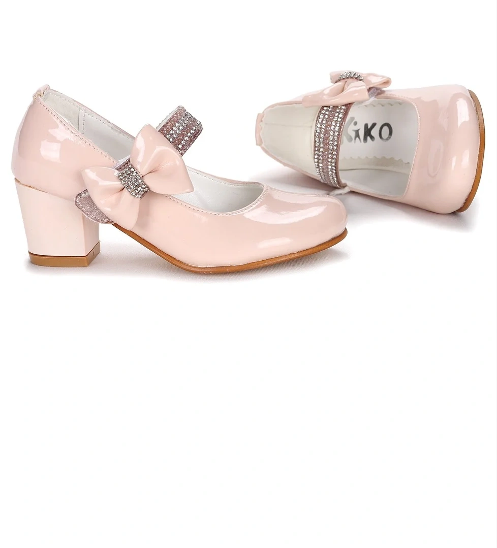 Cameli Günlük Kız Çocuk 4 Cm Topuklu Abiye Ayakkabı Pudra