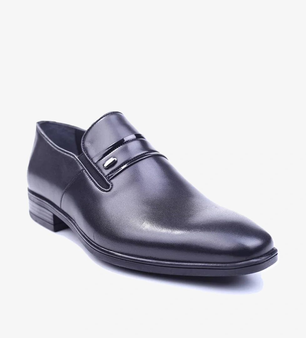 Delfino 447 Erkek Hakiki Deri Siyah Bağcıksız Klasik Kauçuk Ayakkabı model görseli