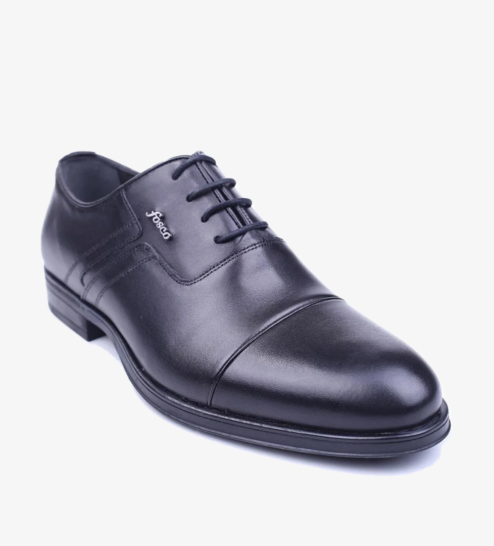 Fosco 2512 Erkek Siyah Bağcıklı Hakiki Deri Kauçuk Klasik Ayakkabı model görseli
