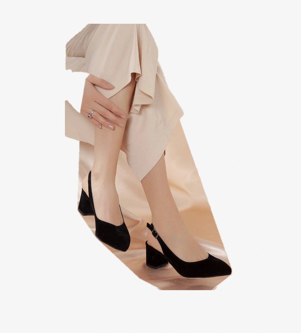 Arkası Açık Kısa Topuk Kadın Babet Ayakkabı - Görsel 1