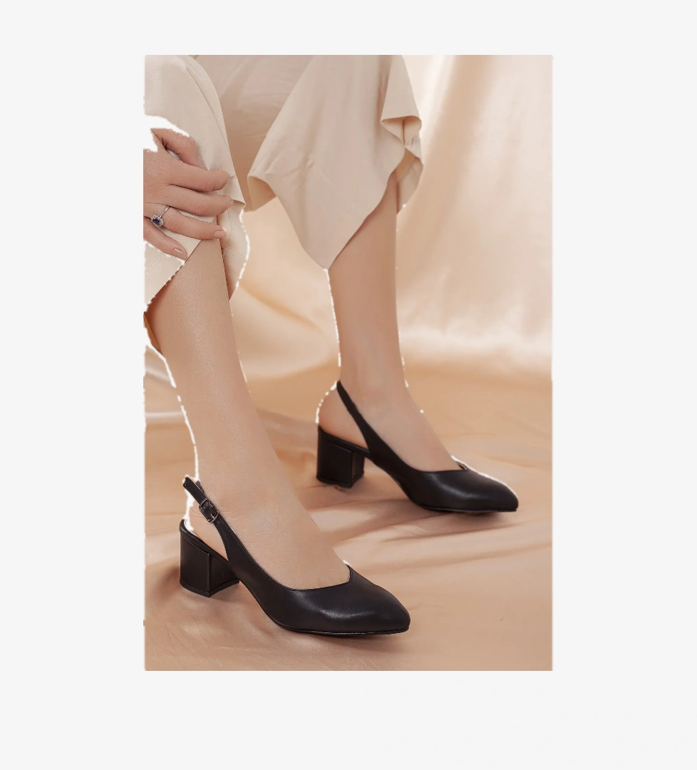 Arkası Açık Kısa Topuk Kadın Babet Ayakkabı