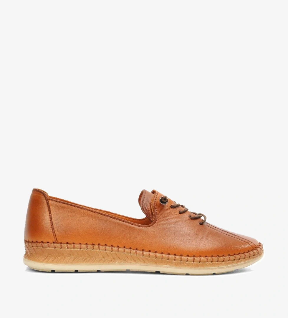 Voyager 8786 Bej Taba Hakiki Deri Kadın Günlük Ayakkabı model görseli