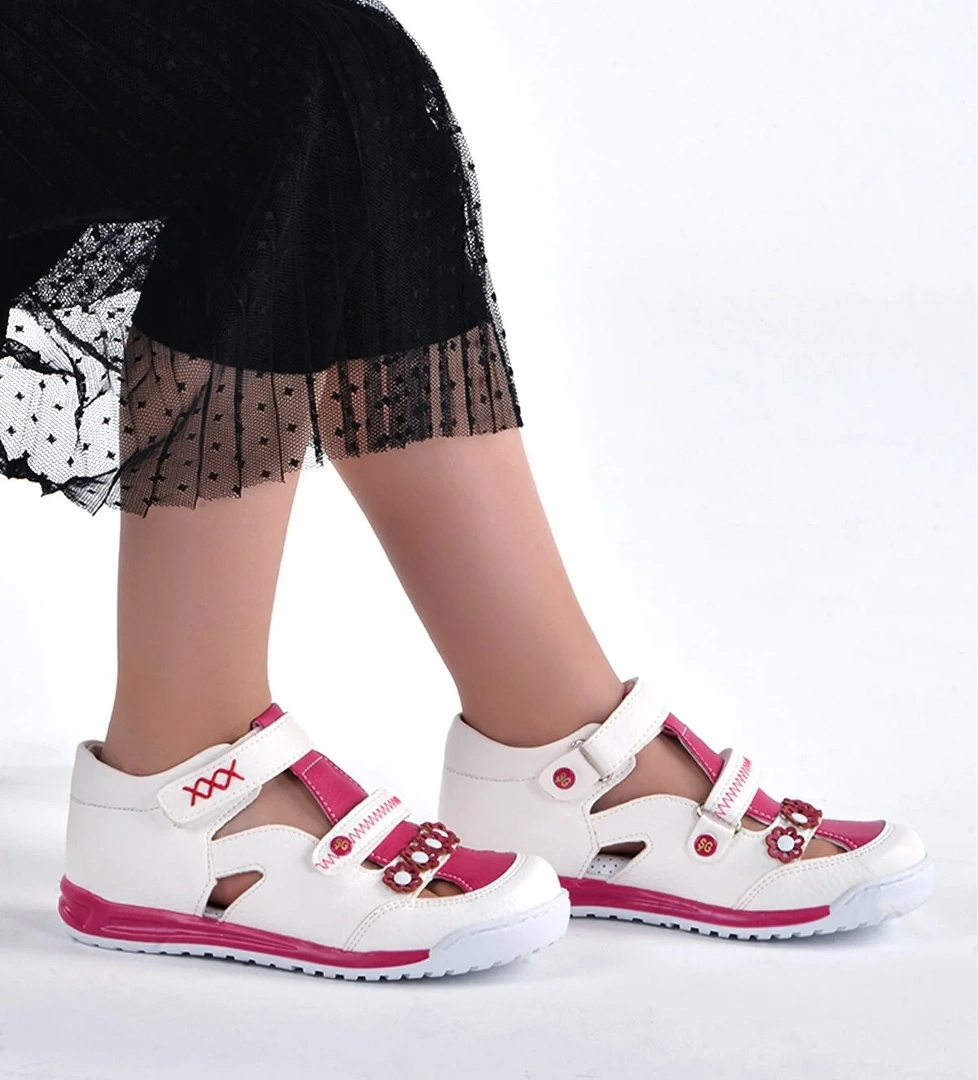 Kiko Kids Günlük Kız Çocuk Sandalet Şb 2391-96 Beyaz - Fuşya model görseli